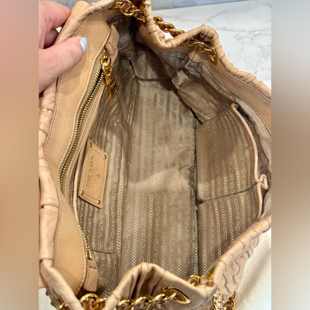 Prada Nappa Gaufre Shoulder Bag with Push-lock & Chain Strap - Picture 11 of 12